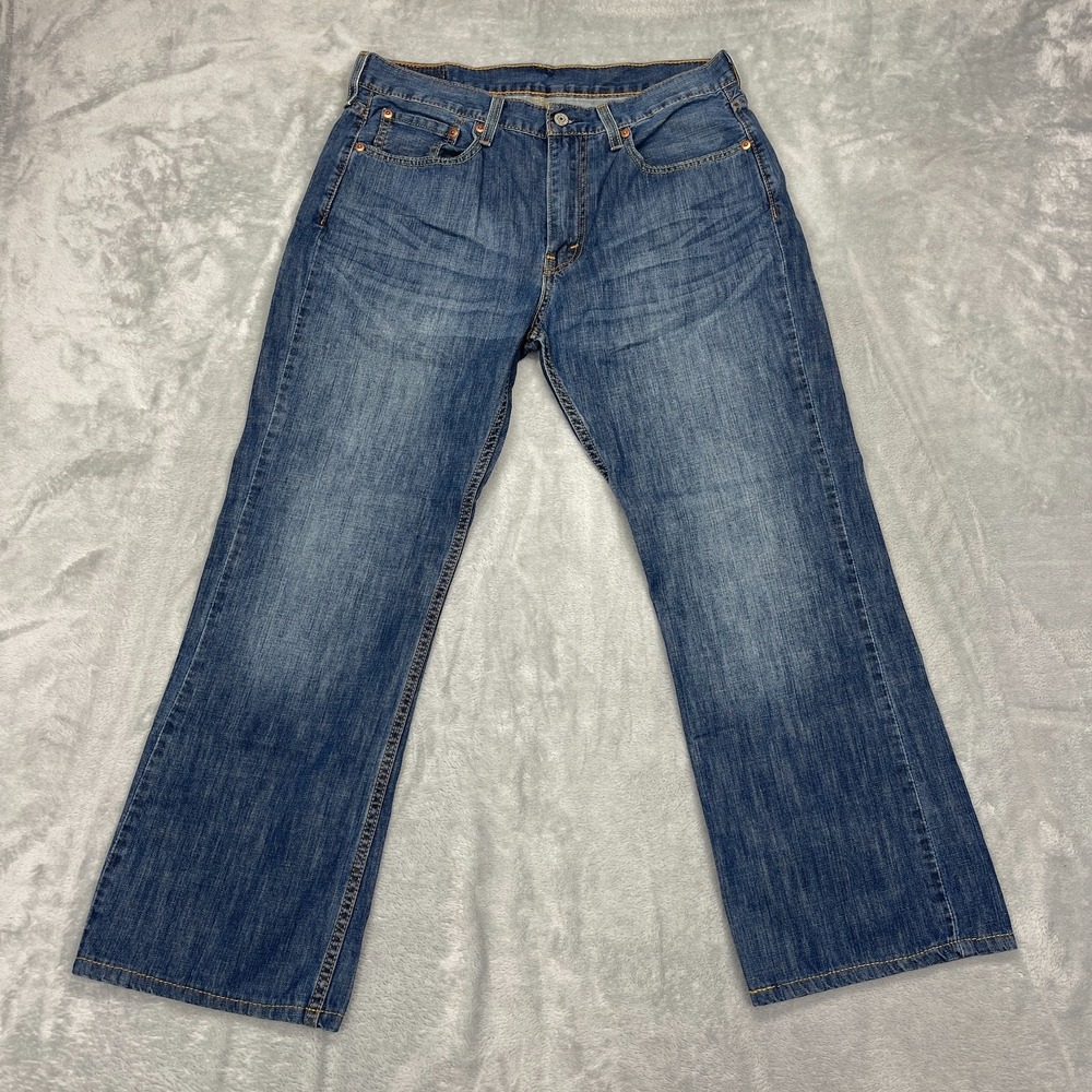 Levi's Jeans Mens 33x30 (33x27) Blue Denim Faded 527 Slim Bootcut Leg Streetwear